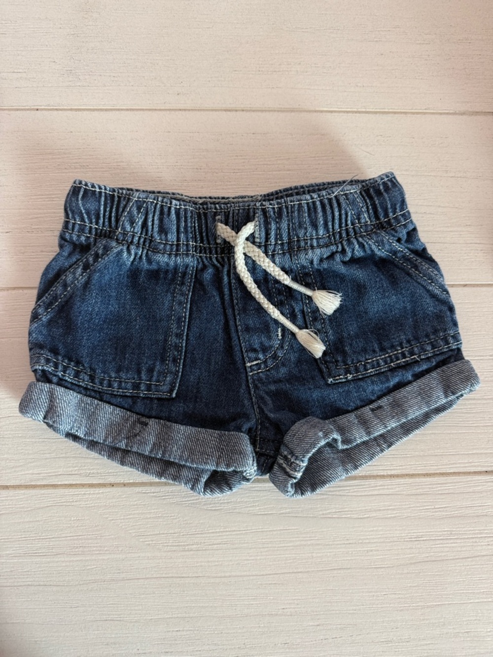 Cat & Jack Indigo Denim Shorts with Braided Drawstring